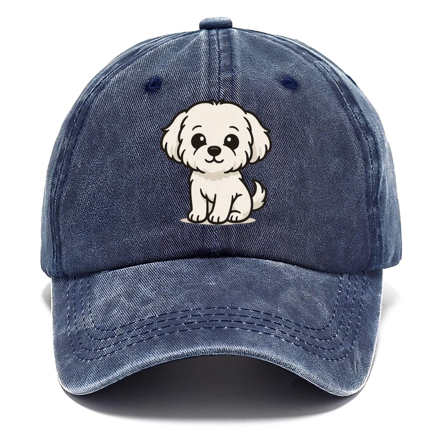 maltese pure white fluffy sitting pose portrait design Hat