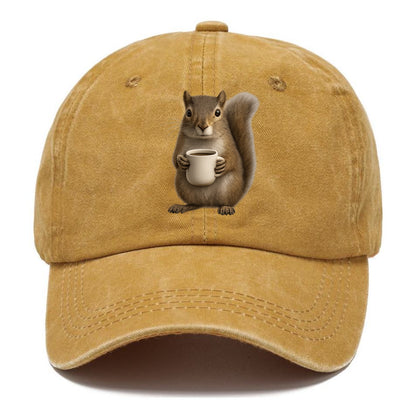 squirrel holding coffee cup art Hat