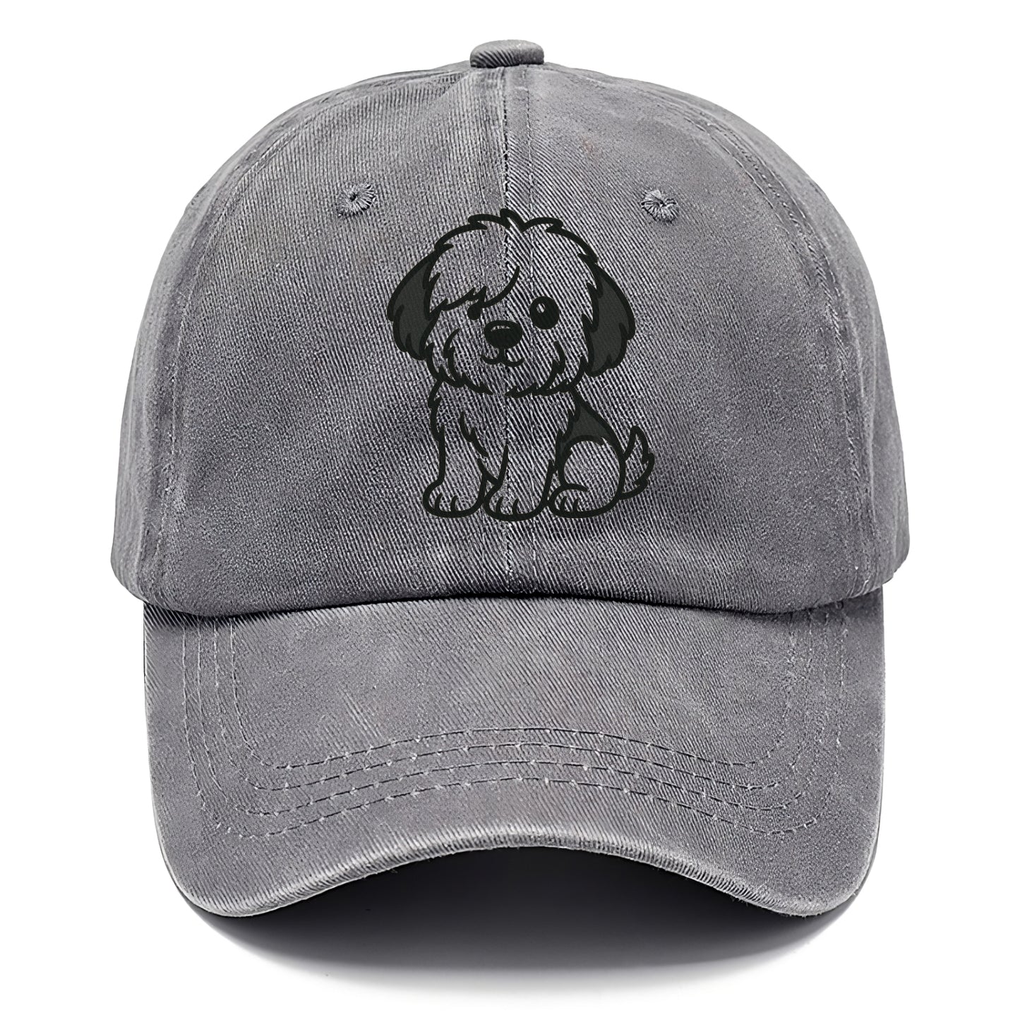 old english sheepdog black and white fluffy sitting pose portrait design Hat