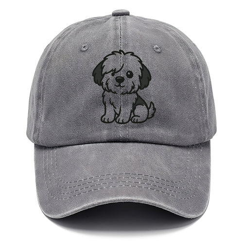 Old English Sheepdog Black And White Fluffy Sitting Pose Portrait Design Classic Cap