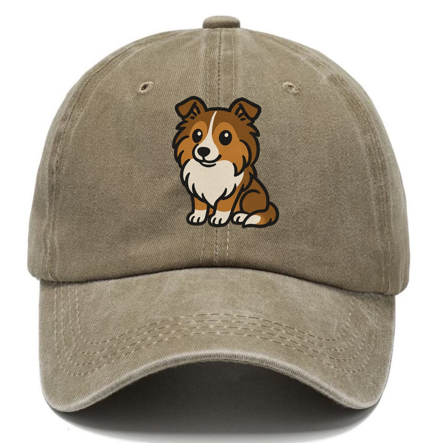 shetland sheepdog sable and white sitting pose portrait design Hat