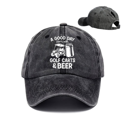 Gorra de béisbol con cola de caballo para mujer en primavera y verano: un buen día empieza con carritos de golf y cerveza.
