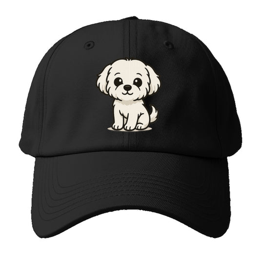 maltese pure white fluffy sitting pose portrait design Hat