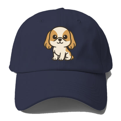 shih tzu white and gold sitting pose with long ears portrait design Hat
