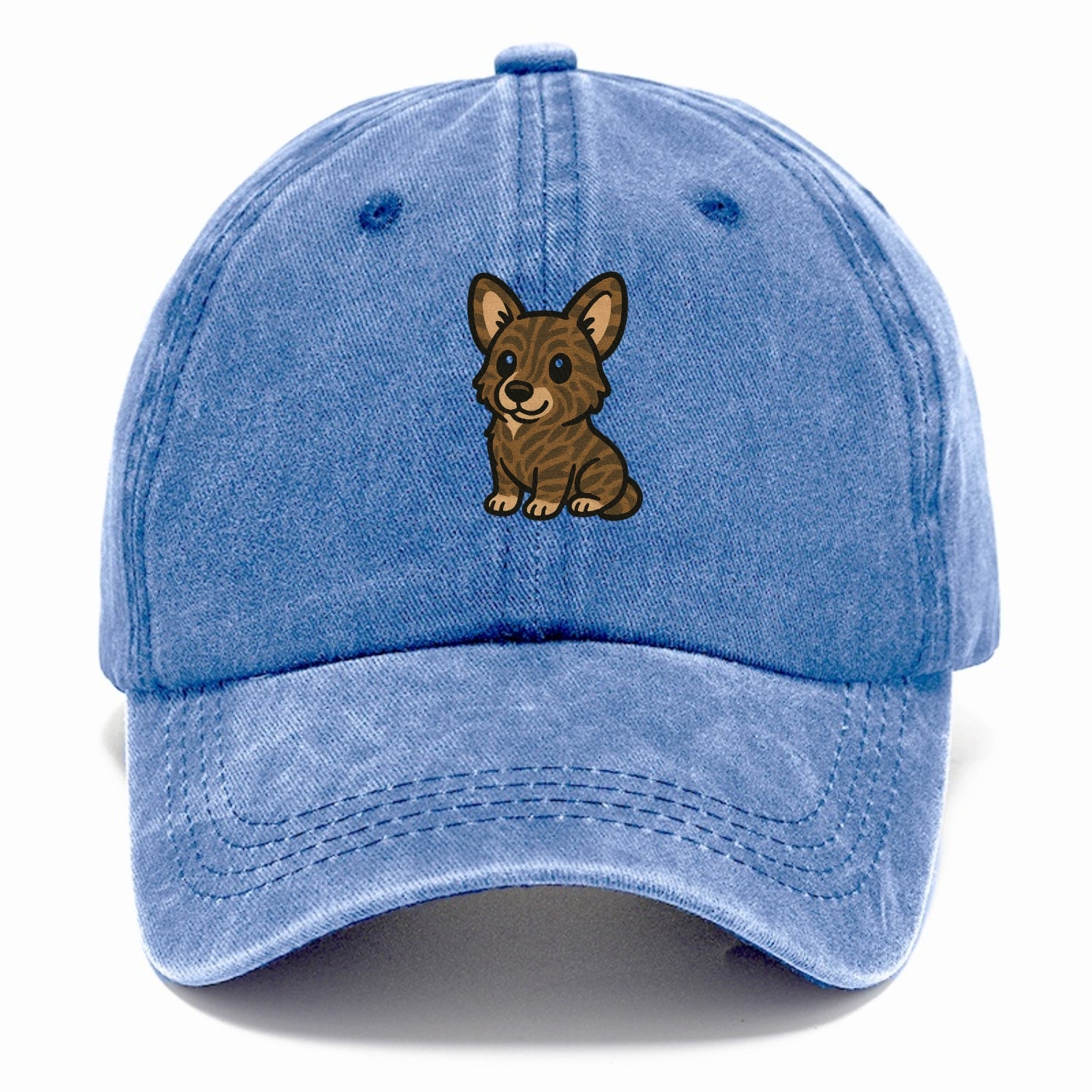 welsh corgi cardigan brindle sitting pose portrait design Hat