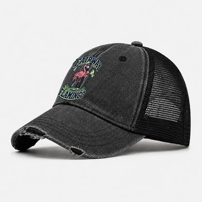 Fairway Flamingo Golf Life Washed Trucker Hat – Black