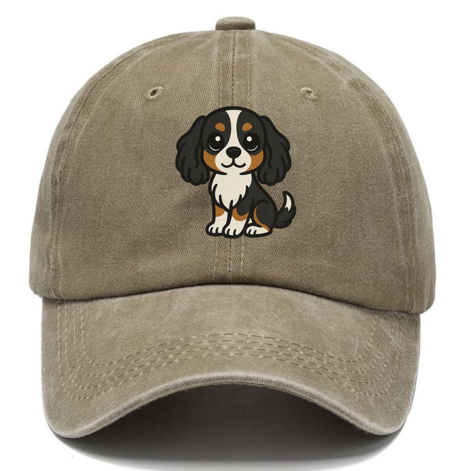 cavalier king charles spaniel tricolor sitting pose portrait design Hat