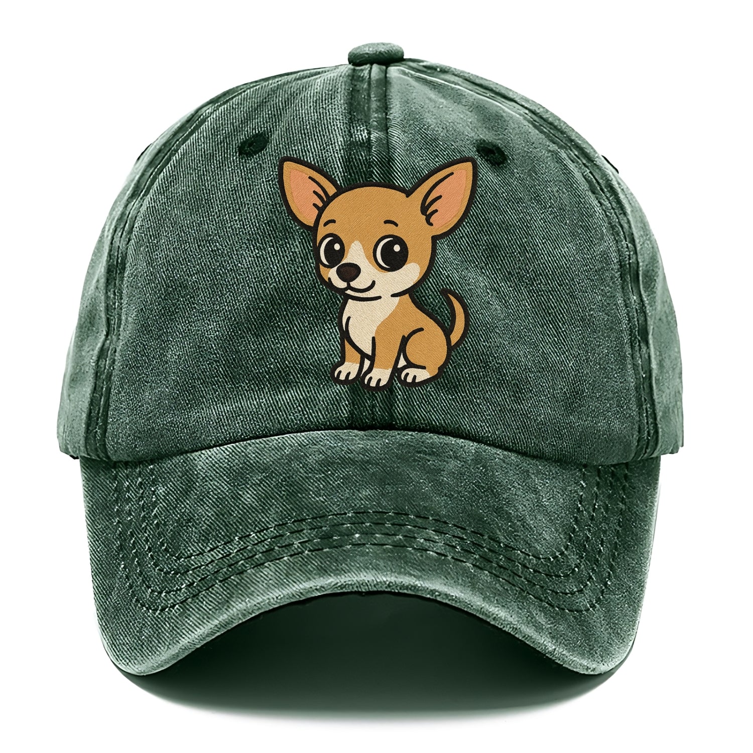 chihuahua tan and white sitting pose portrait design Hat