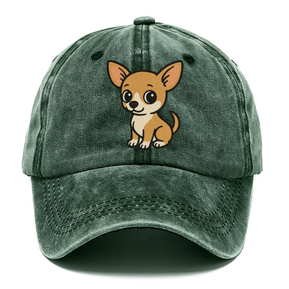 chihuahua tan and white sitting pose portrait design Hat