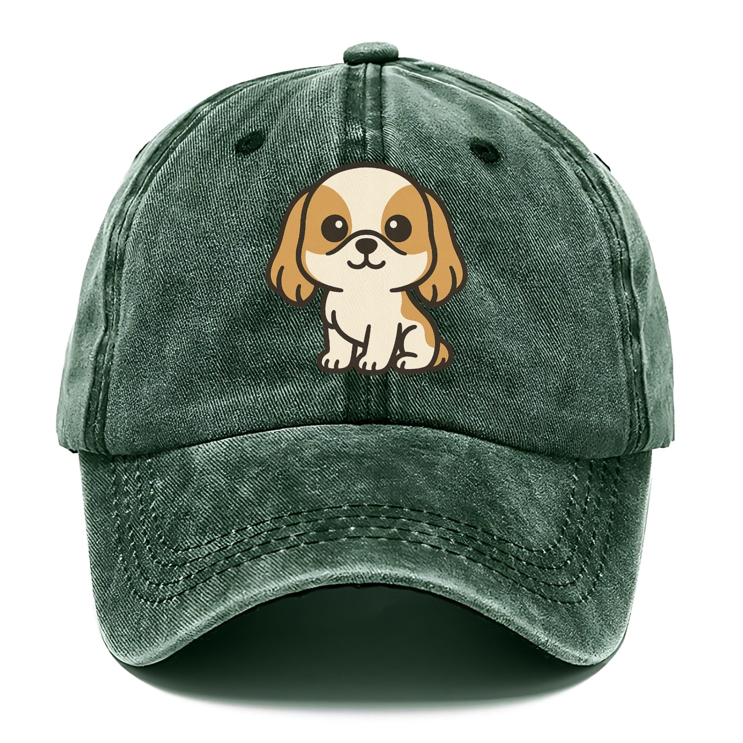 shih tzu white and gold sitting pose with long ears portrait design Hat