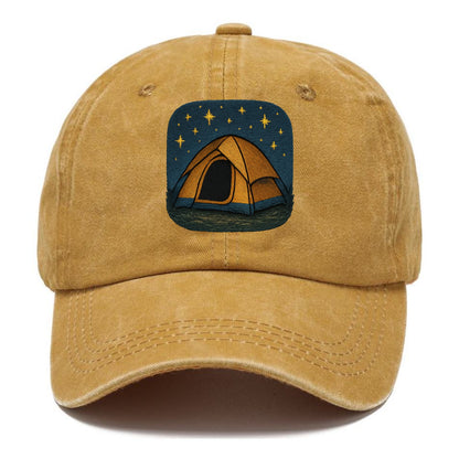 starlit tent under night sky Hat