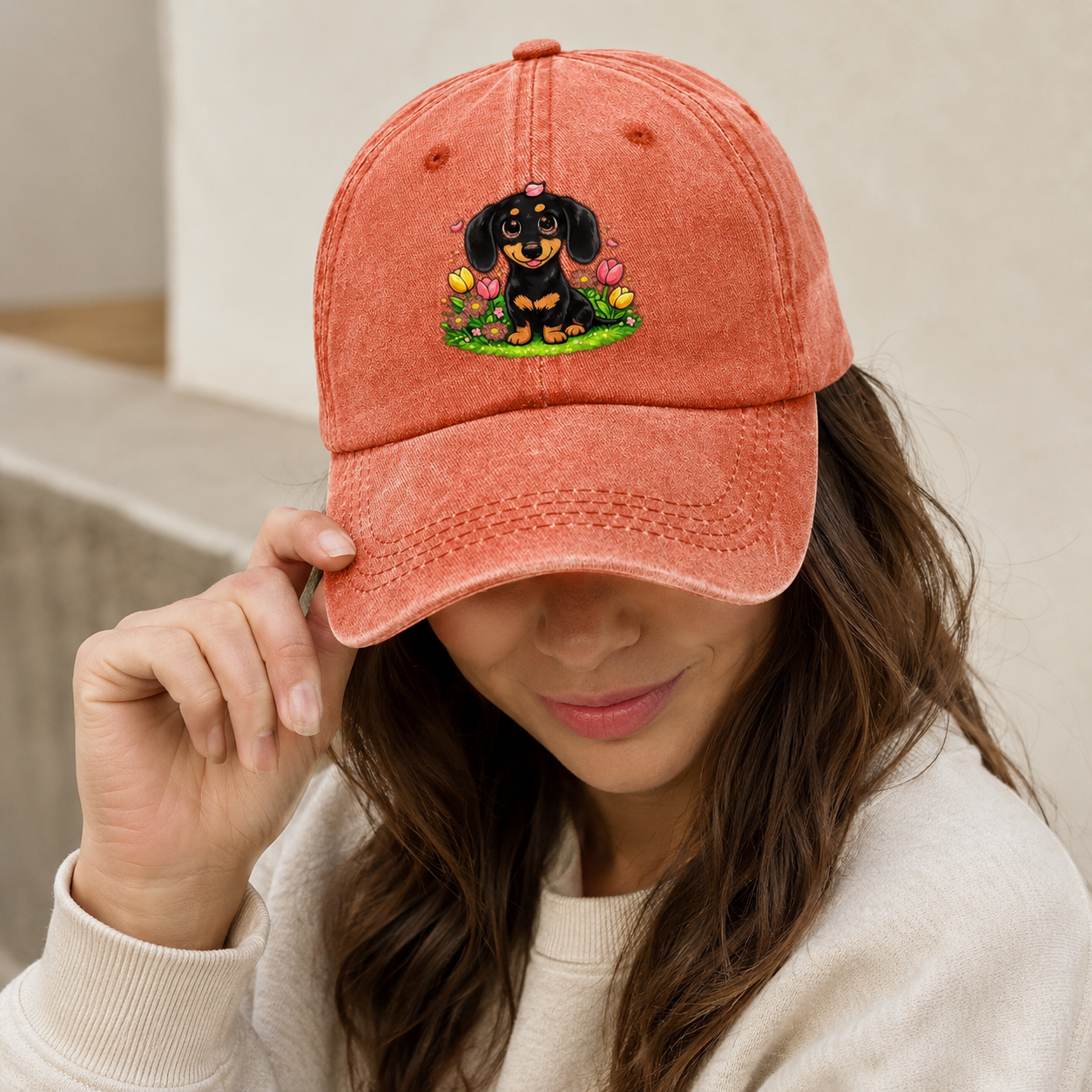 Dachshund Spring Flowers Classic Cap – editorial product image