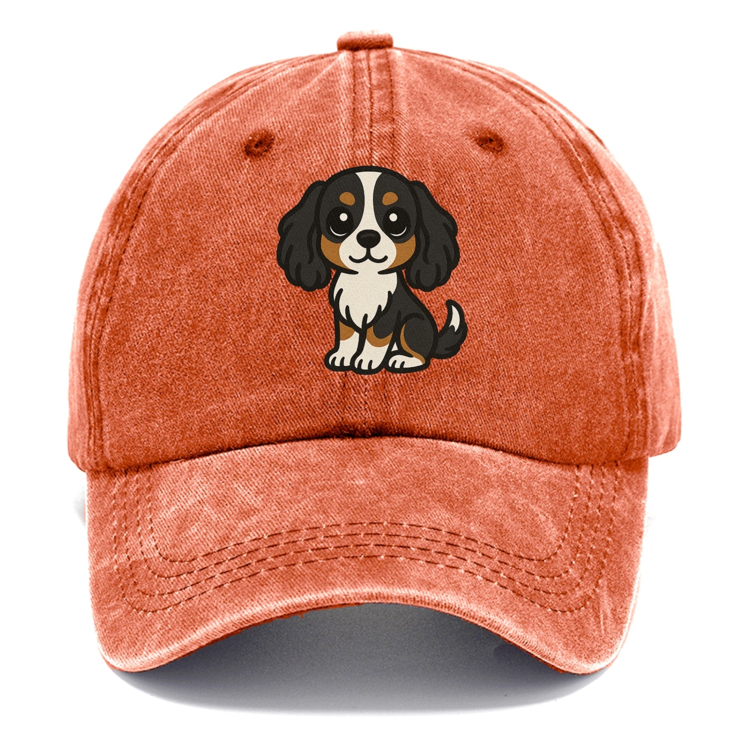 cavalier king charles spaniel tricolor sitting pose portrait design Hat