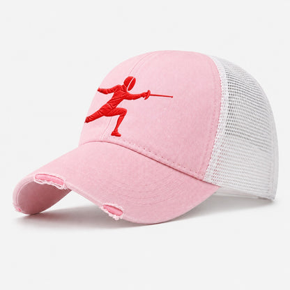 Fencer Forward Lunge Micro Motion Mark Washed Trucker Hat – Light Pink