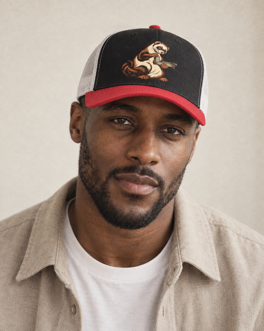 Model wearing the cap