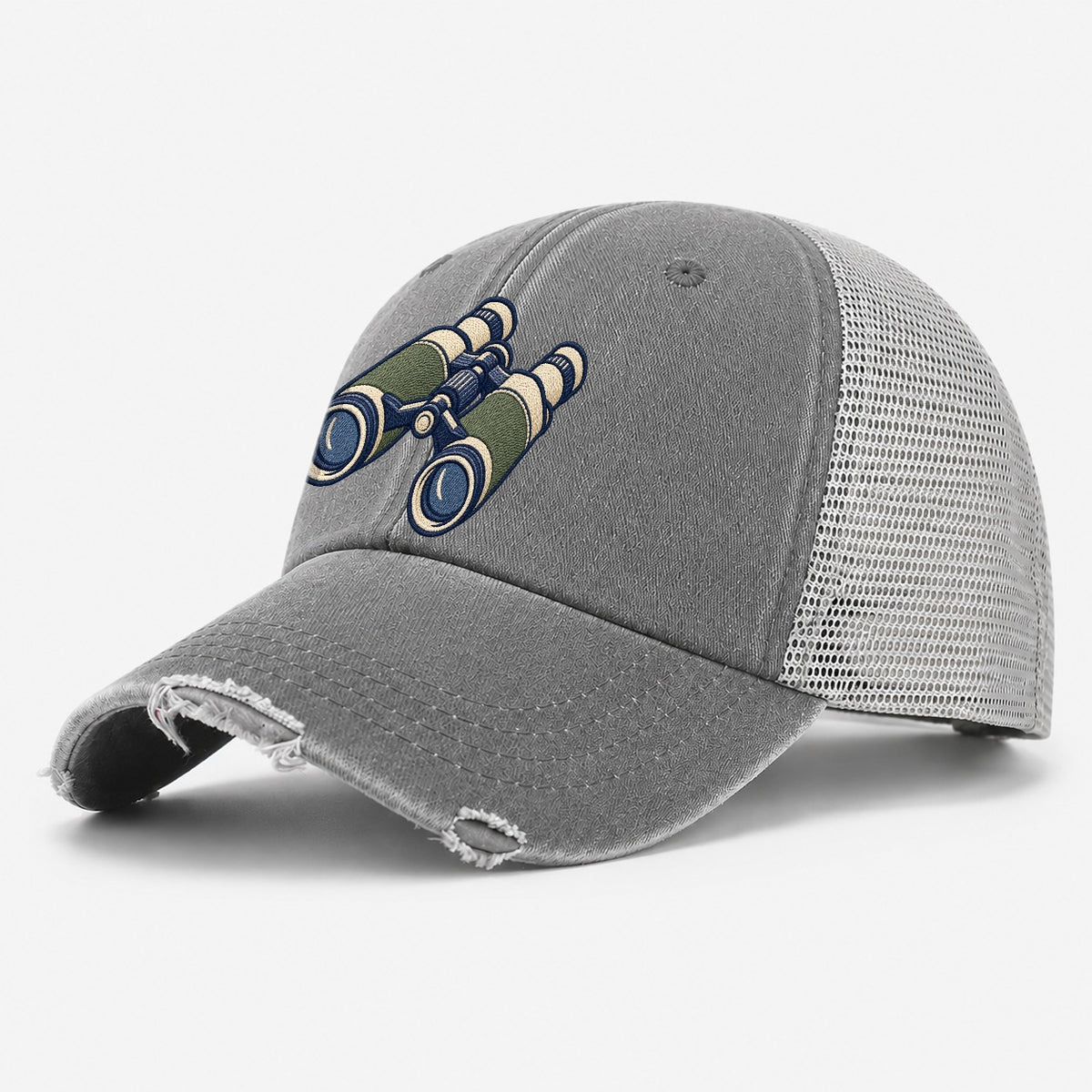 Field Binoculars Tiny Solo Marks Washed Trucker Hat – Grey