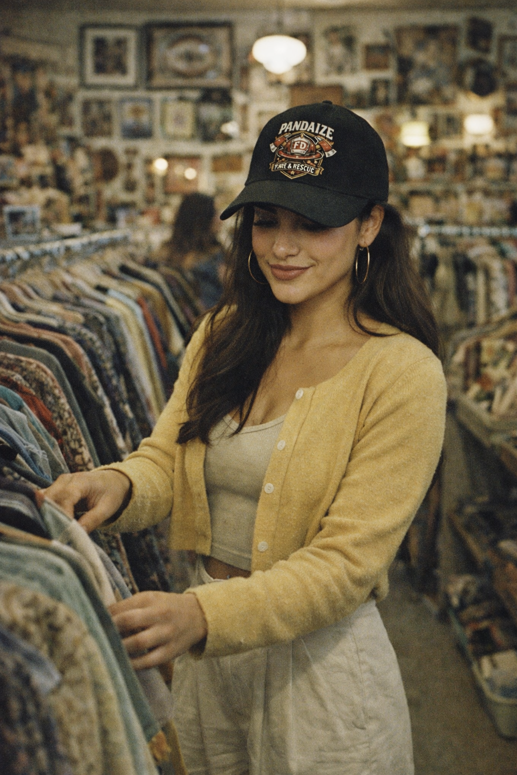 Model wearing Firefighter Helmet Baseball Cap