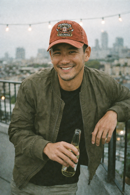 Model wearing Firefighter Helmet Classic Cap