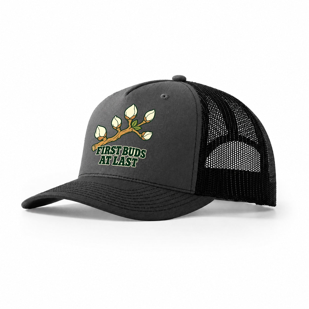 First Buds At Last Bonsai Trucker Hat – Dark Grey Black
