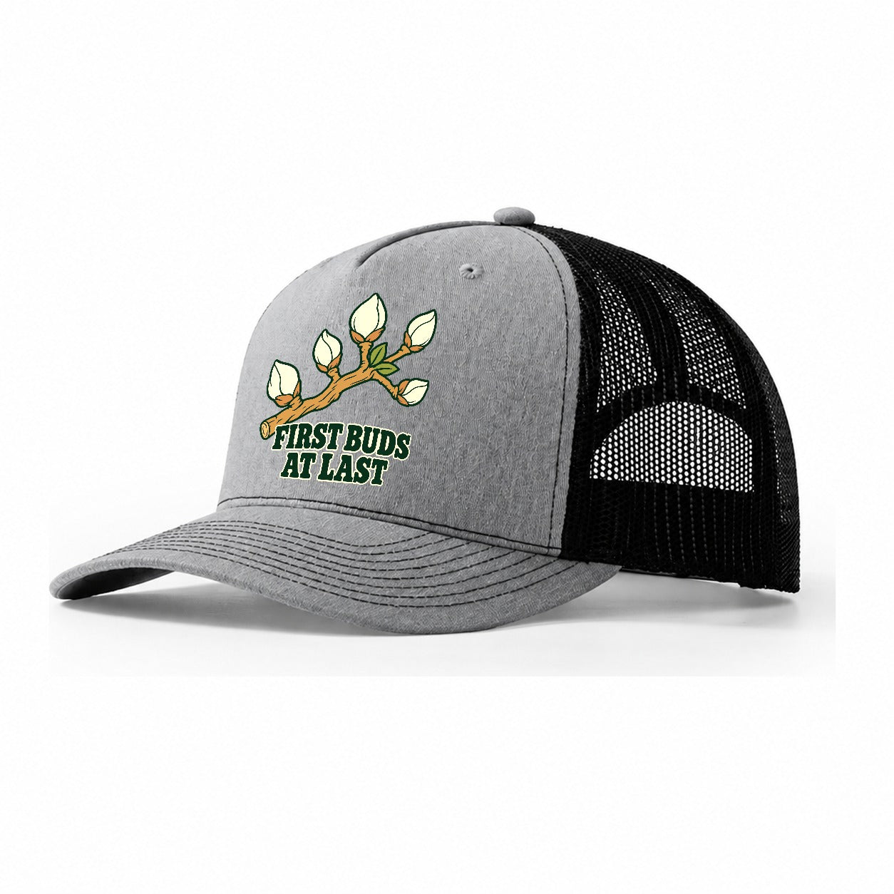 First Buds At Last Bonsai Trucker Hat – Sport Grey Black