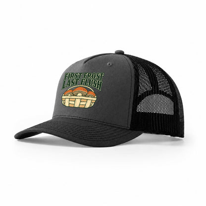 First Frost Last Flush Foraging And Mycology Trucker Hat – Dark Grey Black
