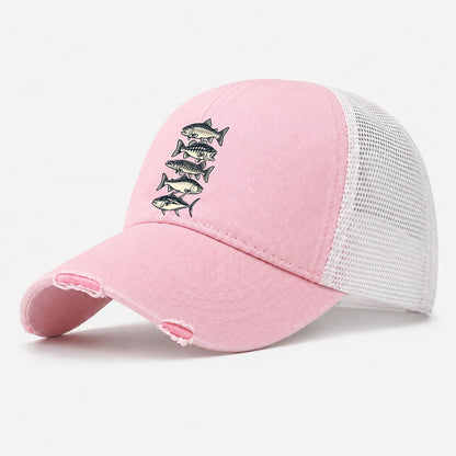 Fish School Stack Fishing Elegant Washed Trucker Hat – Light Pink