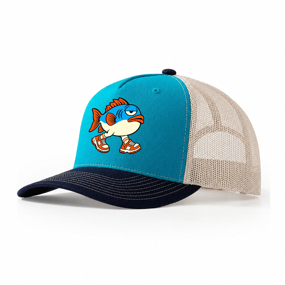 Fish With Legs Crazy Styles Trucker Hat – Teal Navy