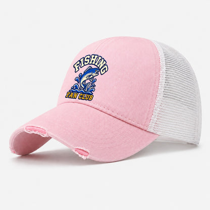 Fishing Fan Club Washed Trucker Hat – Light Pink