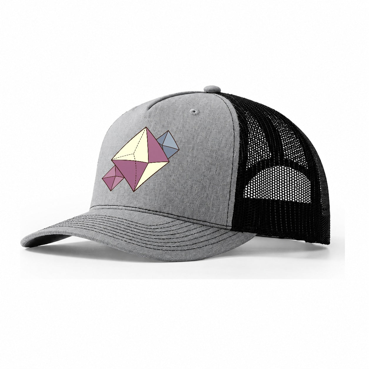 Fluorite Crystal Geometry Rocks And Minerals Trucker Hat – Sport Grey Black