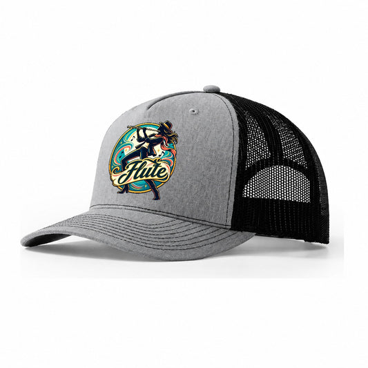 Flute Crest Music Instruments Trucker Hat – Sport Grey Black