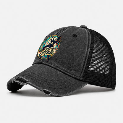 Flute Crest Music Instruments Washed Trucker Hat – Black