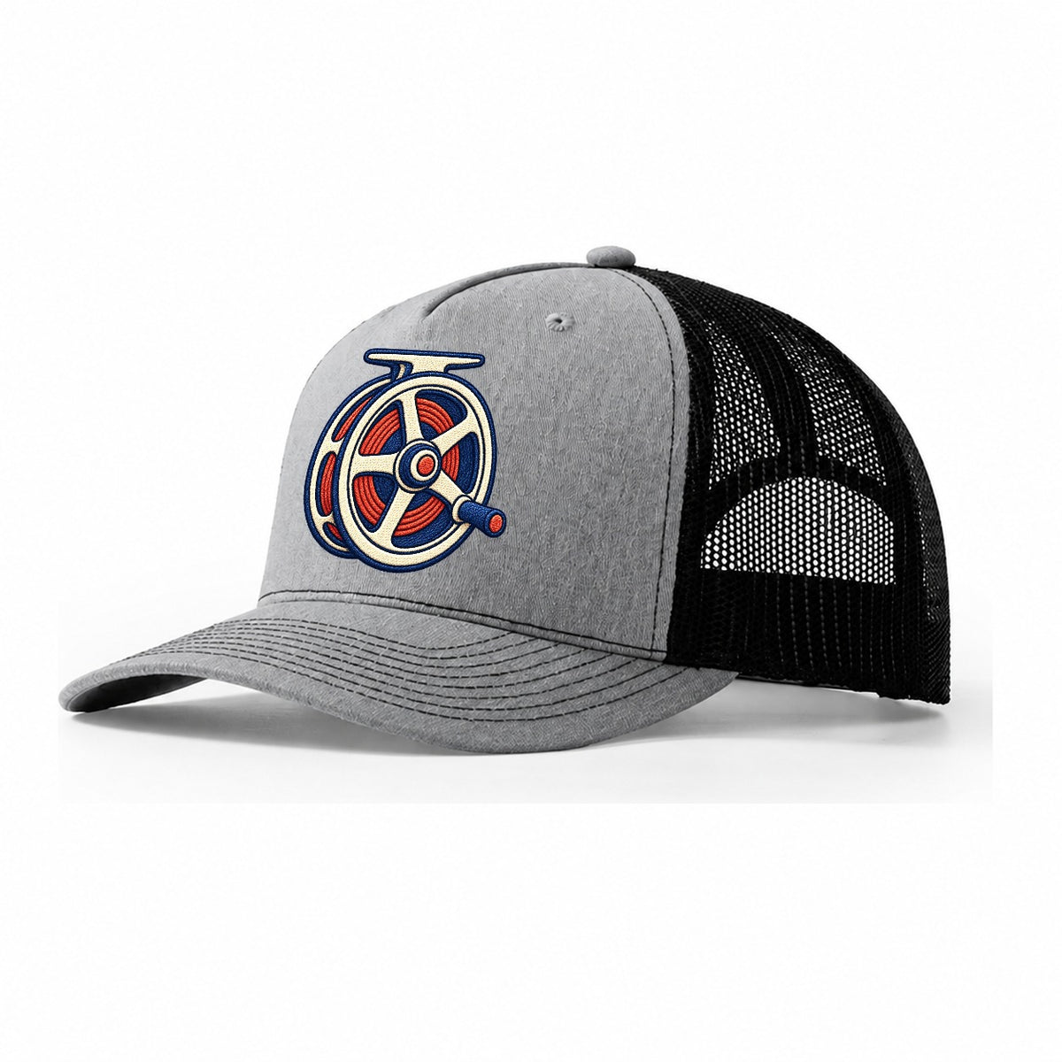 Fly Fishing Reel Tiny Solo Marks Trucker Hat – Sport Grey Black