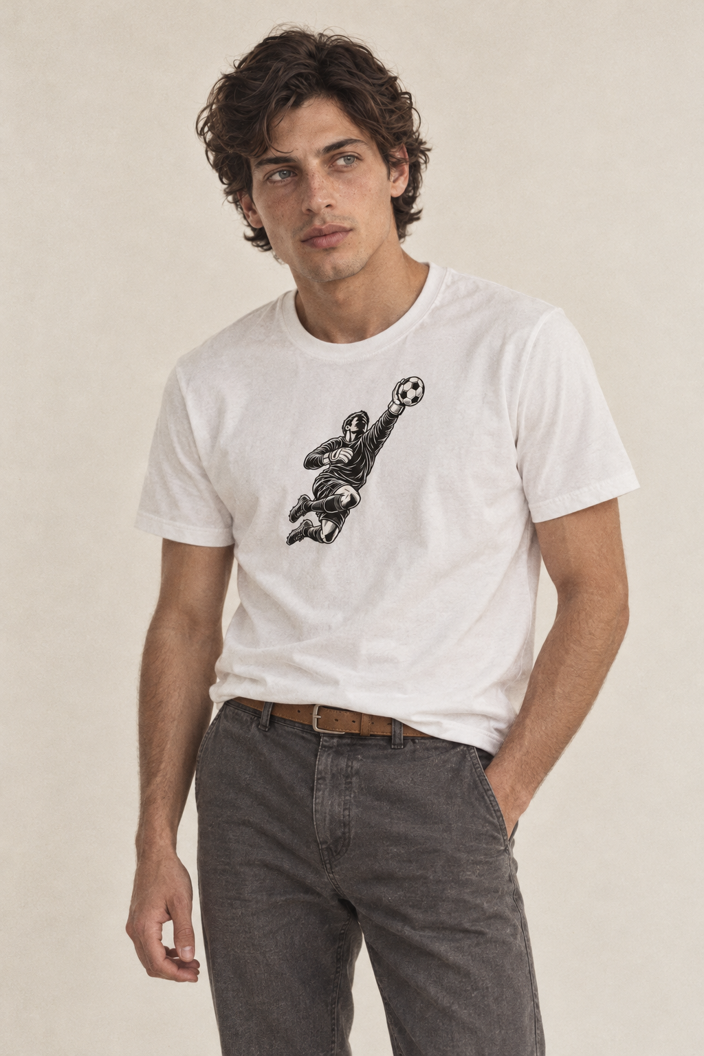 Football Keeper Diving Save Global Sports Ink Figures Classic T Shirt B2537091 – studio model photo