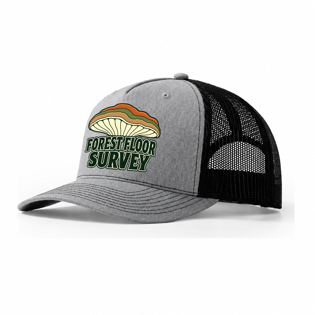 Forest Floor Survey Foraging And Mycology Trucker Hat – Sport Grey Black