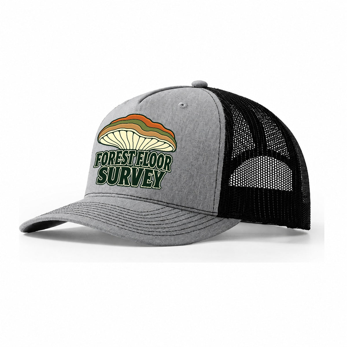 Forest Floor Survey Foraging And Mycology Trucker Hat – Sport Grey Black