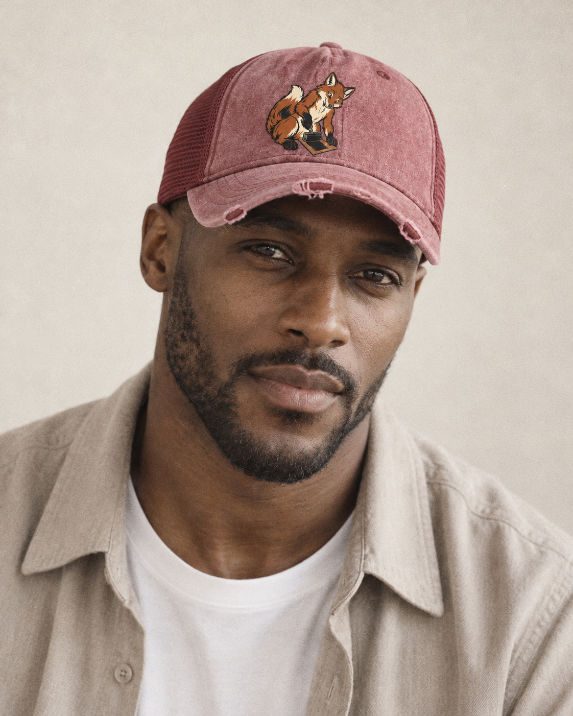 Model wearing the cap