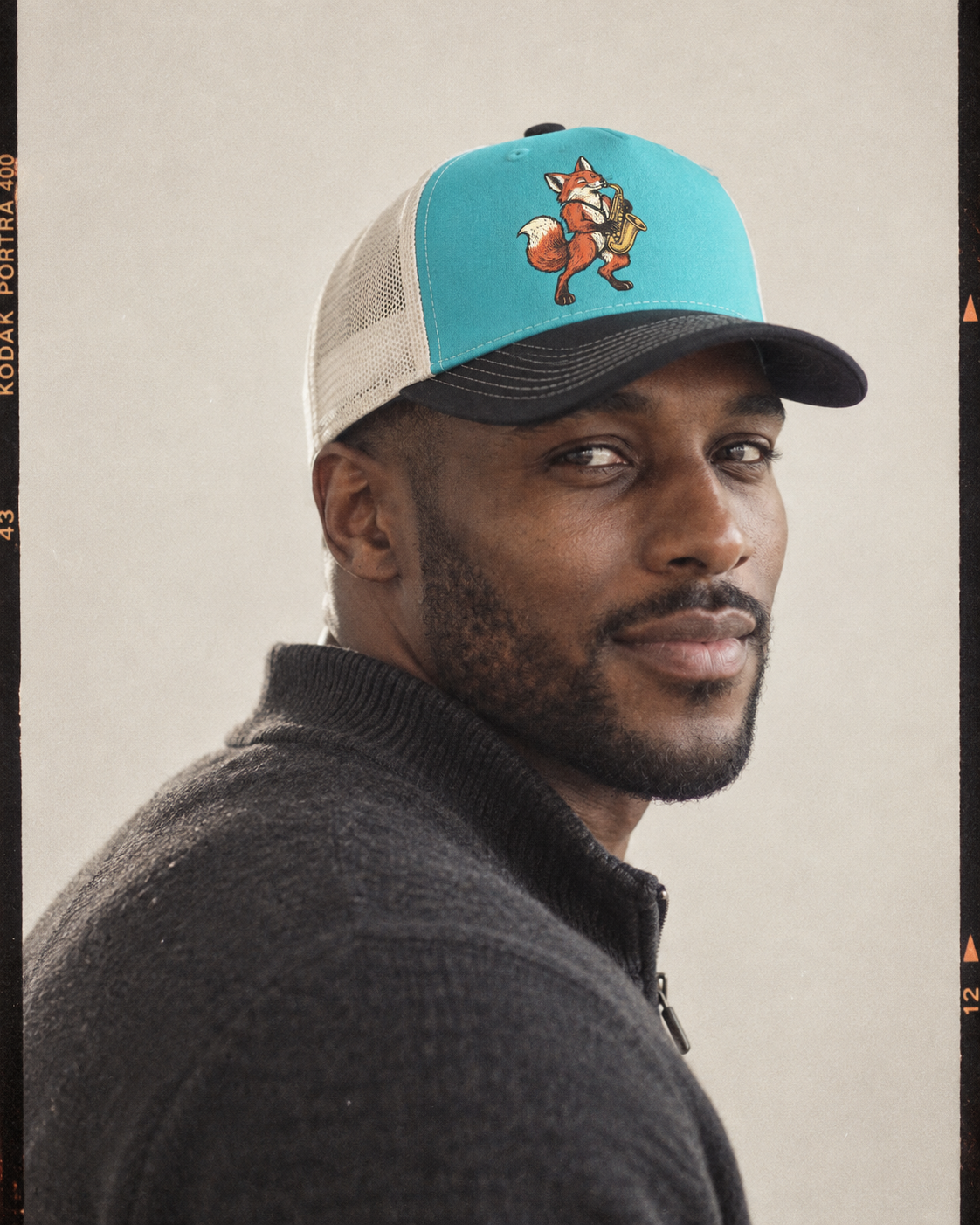 Model wearing the cap