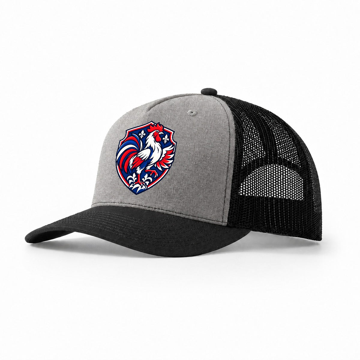 France Minimal Emblem Country Logos Trucker Hat – Grey Black
