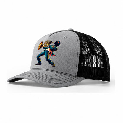 French Horn Icon Music Instruments Trucker Hat – Sport Grey Black