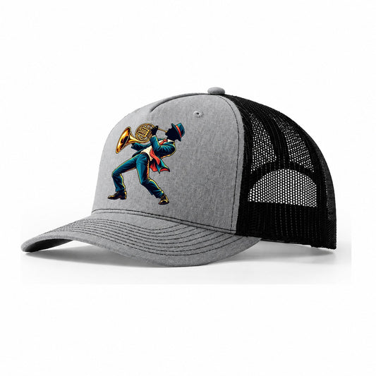 French Horn Icon Music Instruments Trucker Hat – Sport Grey Black