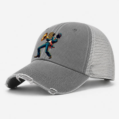 French Horn Icon Music Instruments Washed Trucker Hat – Grey