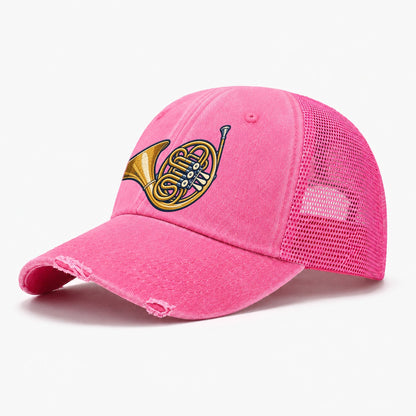 French Horn Tiny Solo Marks Washed Trucker Hat – Rose
