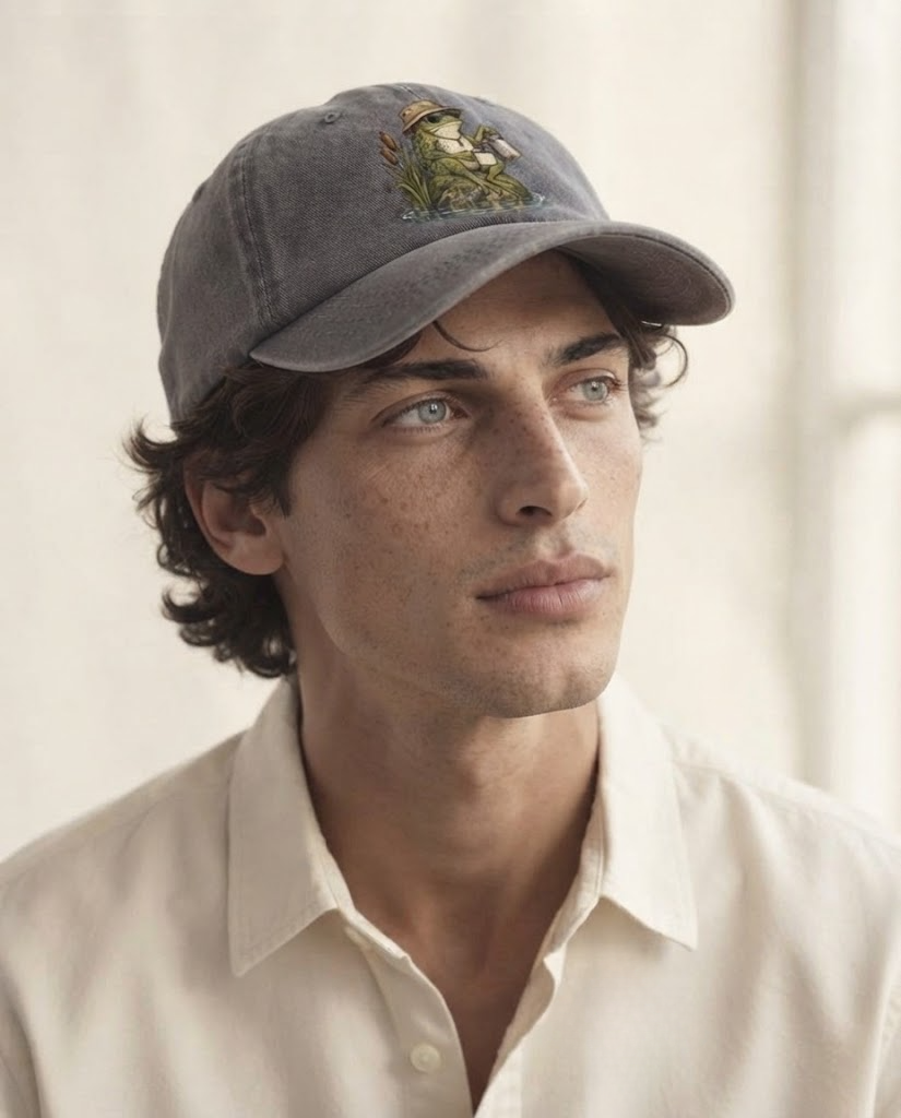 Model wearing the cap