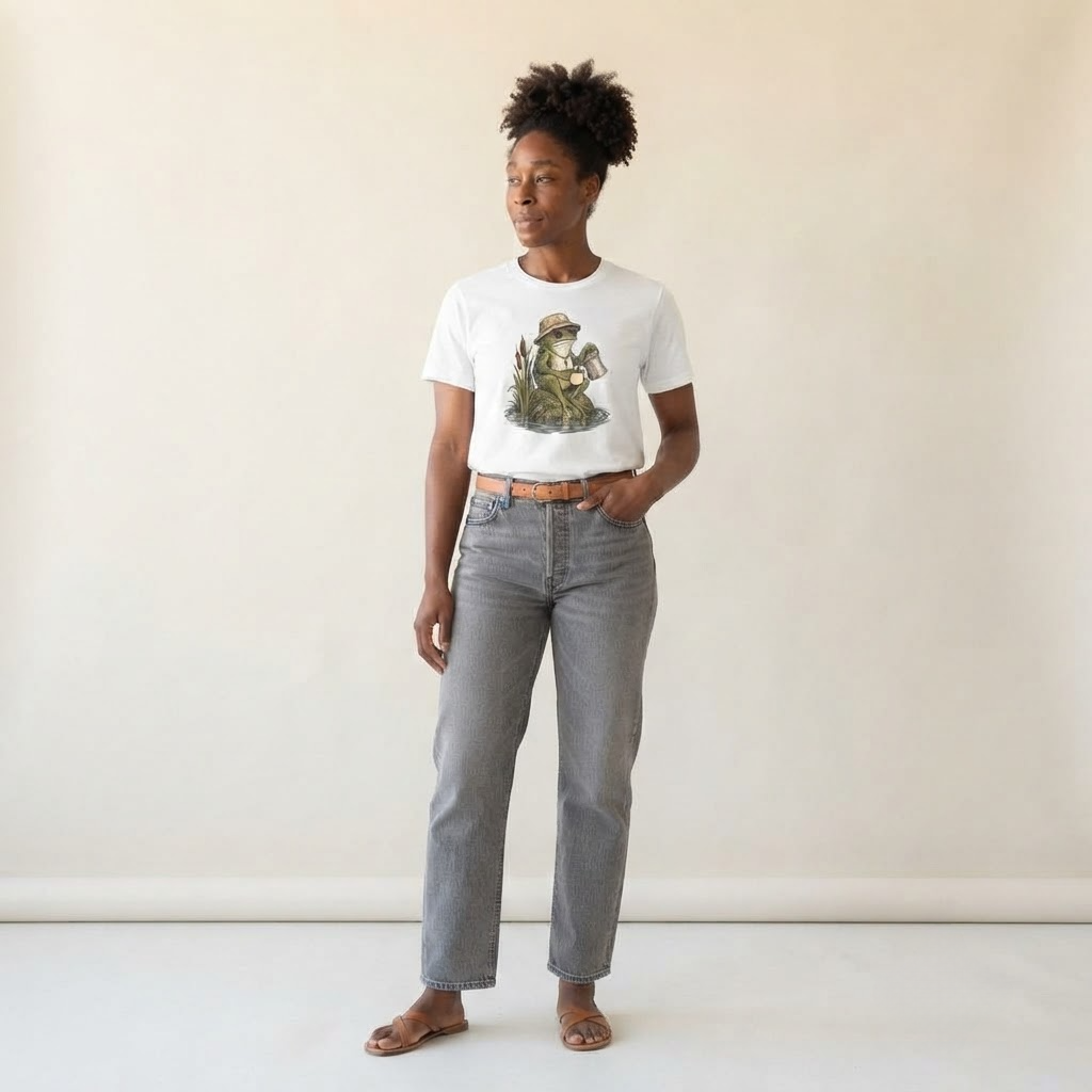 Frog Percolator Slow Camp Club Classic T-shirt – studio model photo