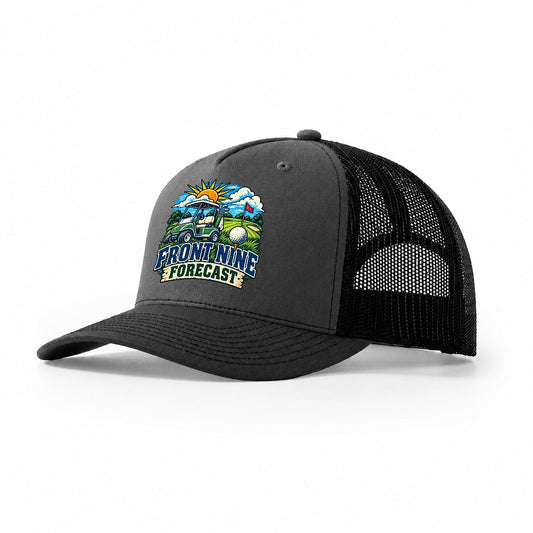 Front Nine Forecast Golf Life Trucker Hat – Dark Grey Black