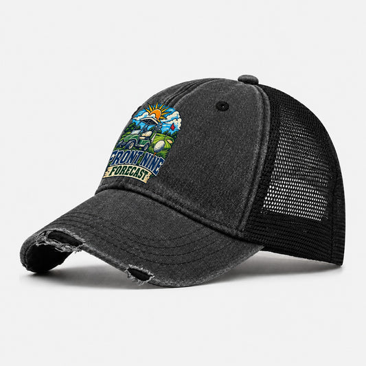 Front Nine Forecast Golf Life Washed Trucker Hat – Black