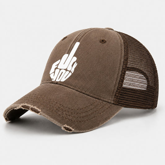 Fuck You! Cap Design Washed Trucker Hat – Coffee