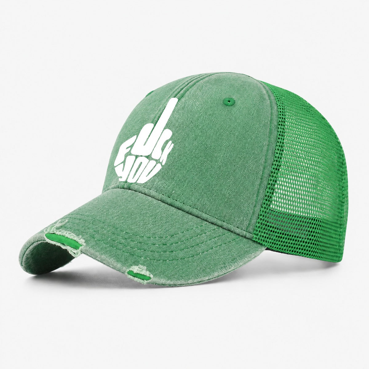 Fuck You! Cap Design Washed Trucker Hat – Ink Green