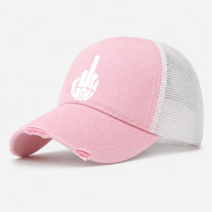 Fuck You! Cap Design Washed Trucker Hat – Light Pink