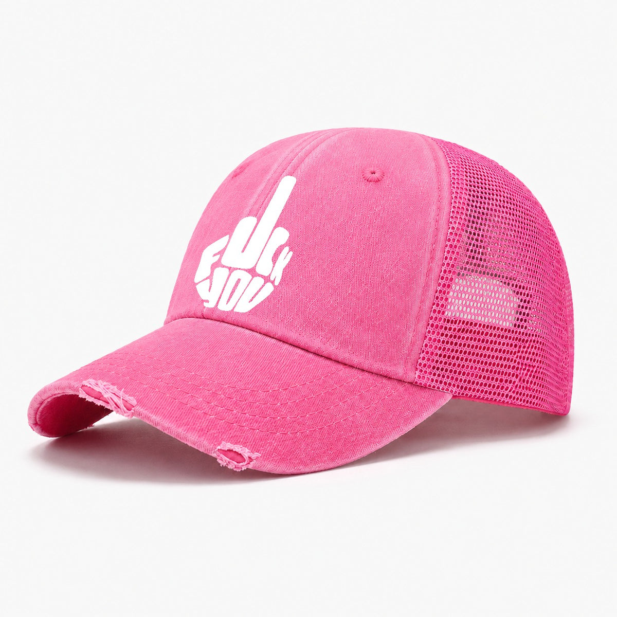 Fuck You! Cap Design Washed Trucker Hat – Rose